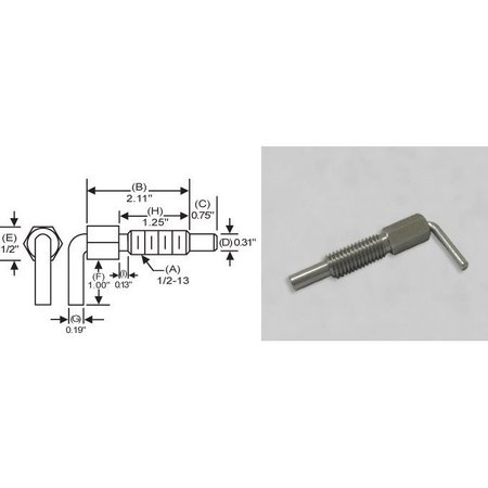 S & W MANUFACTURING L-Handle, Non Lock Nose P, 1/2-13", 1.25" LNS-5